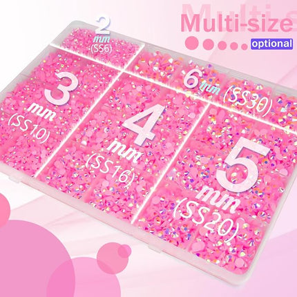 qiipii Dark Pink AB Resin Rhinestones w B7000 Glue for Bedazzling Crafting 2mm-6mm Flatback Jelly Stones Diamonds Gems Bedazzler Kit Charms for Nails Face Makeup Tumblers Bottles Crafts Shoes Clothes