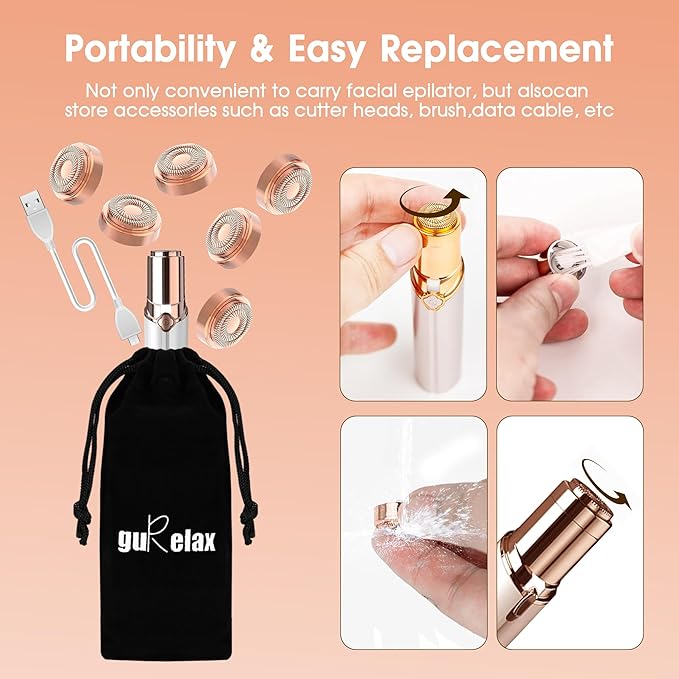 Gurelax Gen 2 Replacement Heads for Flawless Facial Hair Remover, 18k Gold Replacement Blades for Finishing Touch Flawless Hair Removal(2PCS)