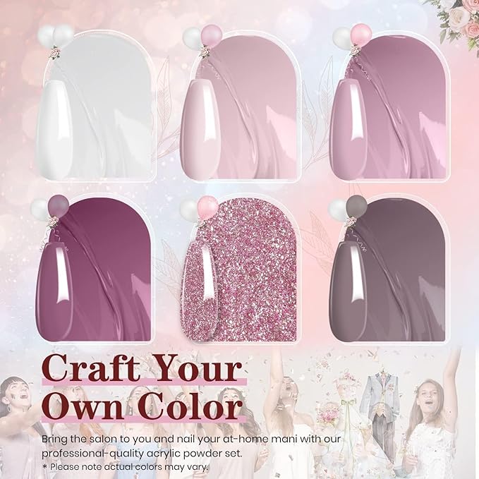 Beetles Romantic Wedding Gel Nail Polish Set 6 Colors Classic French White Soft Pink Glitter Bridesmaid Gel Polish Kit Nail Art Soak Off UV DIY Home Manicure Kit Gifts for Women