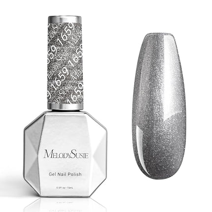 MelodySusie Sliver Glitter Gel Nail Polish,0.5fl oz Soak Off UV LED Sliver Sparkle Glitter Gel Polish Gift for Women Nail Art Manicure Salon DIY Nail Design Decoration at Home-1659