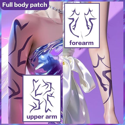 Movie Anime Purple Temporary Tattoos Dance Cosplay Tattoos Stickers Prop Halloween Cosplay Accessories (Purple)