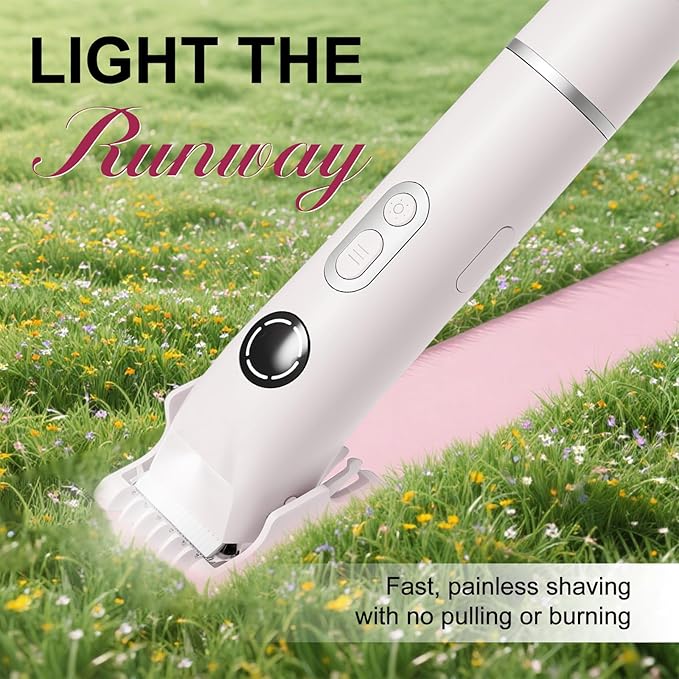 Dermave Bikini Shaver, 4-in-1 Bikini Trimmer for Women, Electric Razors with Dual Heads, Cordless Body Hair Trimmer, Rechargeable Pubic Hair Trimmer for Legs Body Facial Hair, Ceramic Blade