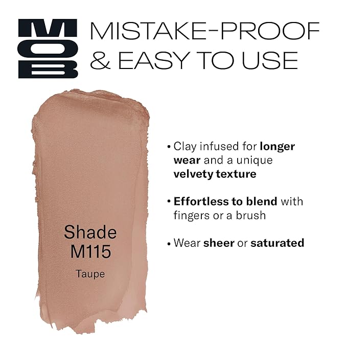MOB Beauty Cream Clay Eyeshadow M115 – Taupe | Skincare-Infused, Vegan, Cruelty-Free, Blendable Cream-to-Velvet Finish, Buildable Pigment, Clean Eyeshadow in Sustainable, Biodegradable Compact
