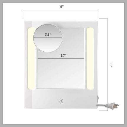 Conair Lighted Makeup Mirror, LED Vanity Mirror, 1X/5X Magnifying Mirror, Corded in Glossy White