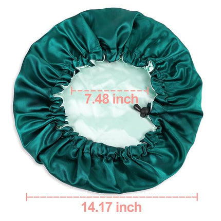 CHORHA Satin Sleep Cap,Double-Sided Adjustable Sleep Bonnet,Bonnet Cap for Sleep (DARK GREEN)