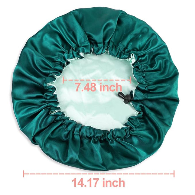 CHORHA Satin Sleep Cap,Double-Sided Adjustable Sleep Bonnet,Bonnet Cap for Sleep (DARK GREEN)