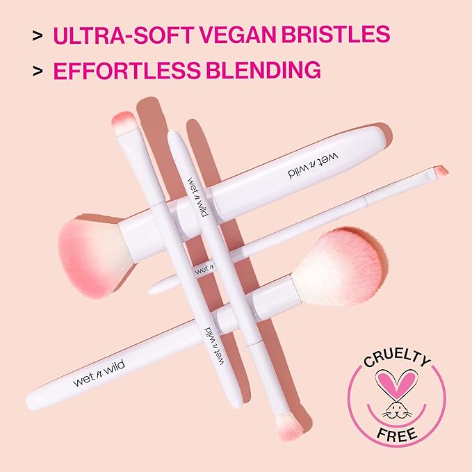 Wet n Wild Angled brush, Foundation Makeup Blending Brush, Ultra-Thin Precision, Ergonomic Handle (Pack of 2)