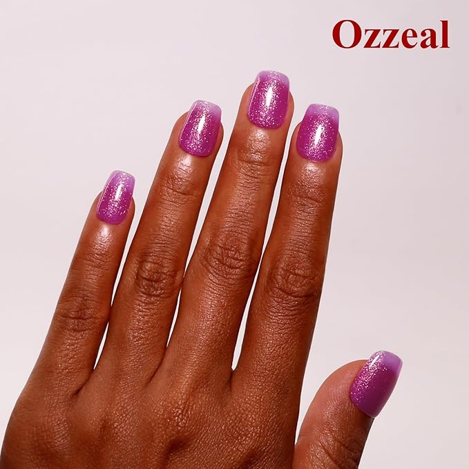 Glitter Gel Polish, Rose Purple Iridescent Glitter Gel Nail Polish Sparkle Shimmer Gel Glitter Nail Polish Summer Rainbow Soak Off LED UV Gel Nail Polish for Art DIY Manicure 15ML