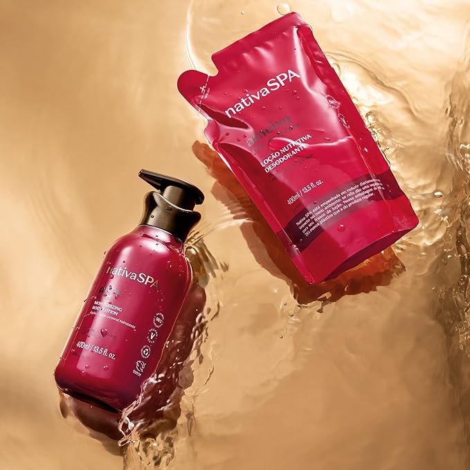 Nativa SPA by O Boticário, Plum Moisturizing Body Lotion Refill Pack, Fragranced Moisturizer Enriched with Purified Quinoa Drops to Boost Hydration, 13.5 Ounce