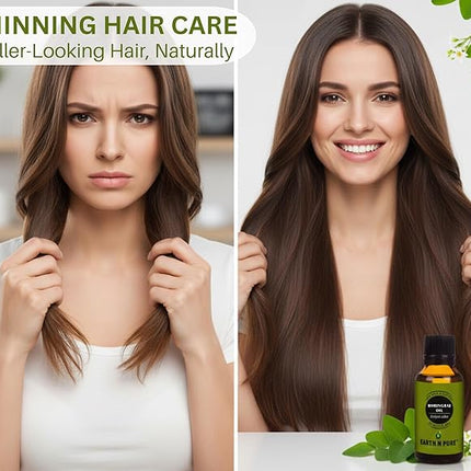 Earth N Pure Bhringraj Oil Natural & Therapeutic Grade for Hair Growth with Glass Dropper – 50 ml