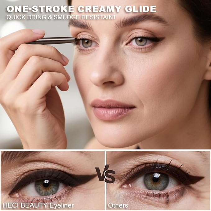 Mechanical Gel Eyeliner Pencil with a High-Pigment, Waterproof & Smudge-resistant, Glide Tip Eye Makeup with Up to 24HR Wear, Waterline Eye Liner with Built-in Sharpener (Dark brown)