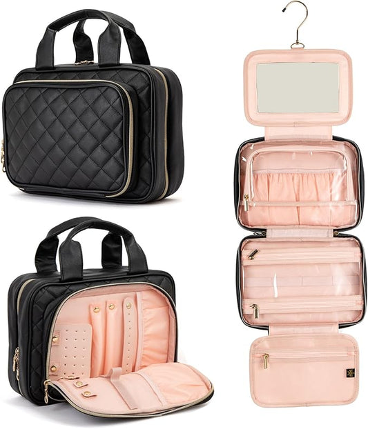 Hanging Toiletry Bag with Mirror – Travel Cosmetic Organizer for Women & Men, Toiletries, Accessories & Jewelry