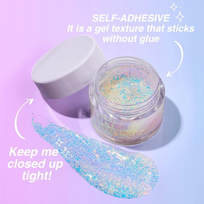 Biodegradable Holographic Body Glitter Gel, Cosmetic-Grade, Long-Lasting Glitter for Face,Body and Hair, Perfect for Festivals and Parties