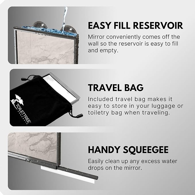ToiletTree Products Fogless Shower Bathroom Mirror with Squeegee and Travel Bag