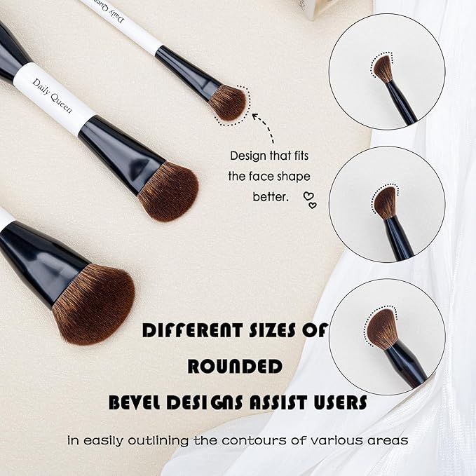 Portable Makeup Brush Set 8pcs Dual Kabuki Powder Concealers Eye shadows Blush Eyeliner Eyebrow Contour Eye blending Brushes (8 IN 16 brush set with waterproof bag)