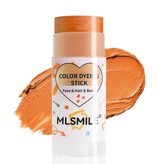 3 in 1 Hair Dye Stick, Temporary Hair Color Wax Stick, Washable Hair Dye for Women & Kids, Highly Pigmented, Pearlized Body Face Paint Makeup for Daily, Halloween Christmas Party Cosplay (Orange)