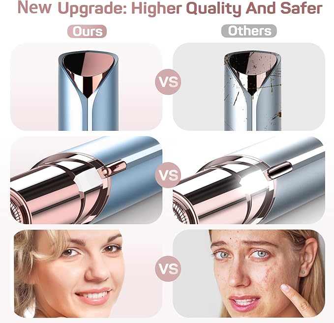 Facial Hair Removal for Women(as seen on tv), Gurelax Facial Hair Remover, Electric Face Shaver, Painless Hair Removal Device for Lip, Chin with 2 x Replacement Heads