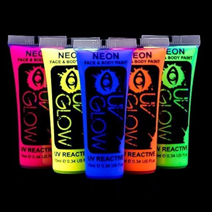 Blacklight Face and Body Paint 0.34oz - Neon Fluorescent (0.34 Fl Oz (Pack of 5))