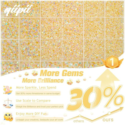 qiipii Light Champagne AB Resin Rhinestones w B7000 Jewelry Glue for Bedazzling Crafting 2mm-6mm Flatback Jelly Stones Diamonds Crystals Gems Charms for Nails Face Eyes Makeup Tumblers Bottles Crafts