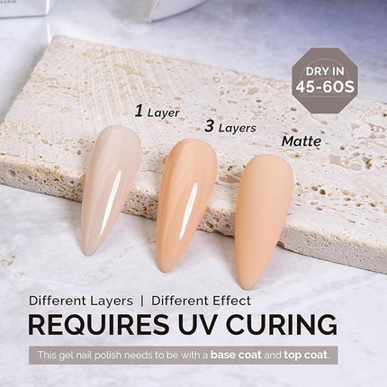 MelodySusie Nude Gel Nail Polish,0.5fl oz Soak Off UV LED Orange Nude Glitter Gel Polish Gift for Women Nail Art Manicure Salon DIY Nail Design Decoration at Home-1755