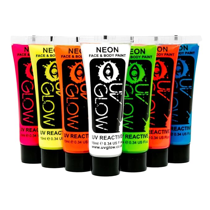 Blacklight Face and Body Paint 0.34oz - Neon Fluorescent (0.34 Fl Oz (Pack of 7))