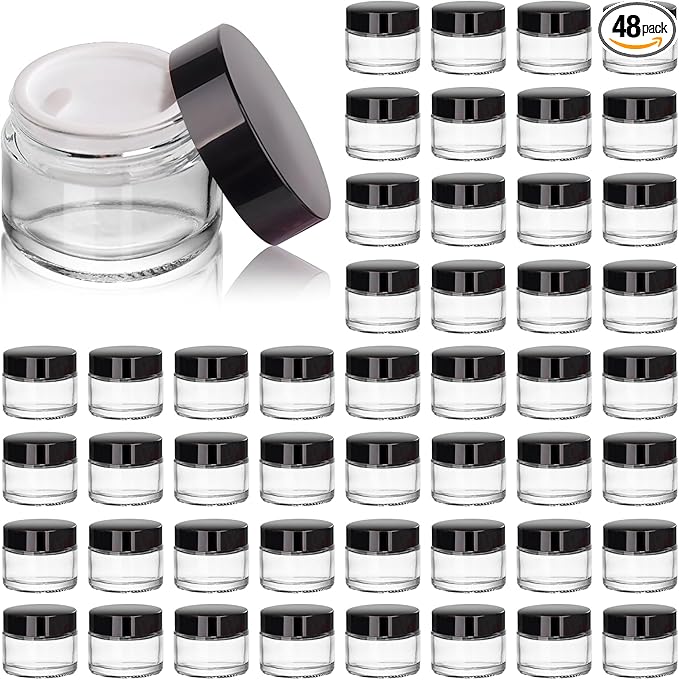2oz Glass Jars with Lids, Cosmetic Jars with Lids, 48 pack