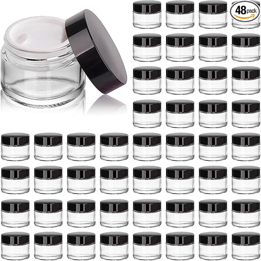 2oz Glass Jars with Lids, Cosmetic Jars with Lids, 48 pack