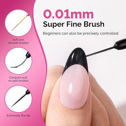 MelodySusie 8ML Black Gel Liner Nail Art Polish,for Line and Patterns of Painting,French Nail Tips,DIY Manicure Pedicure for Home DIY Salon Use
