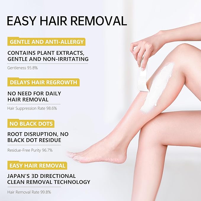 VGO Painless Hair Removal Lotion for Women & Men - For Unwanted Hair, All Skin Types, White, 4.02 oz