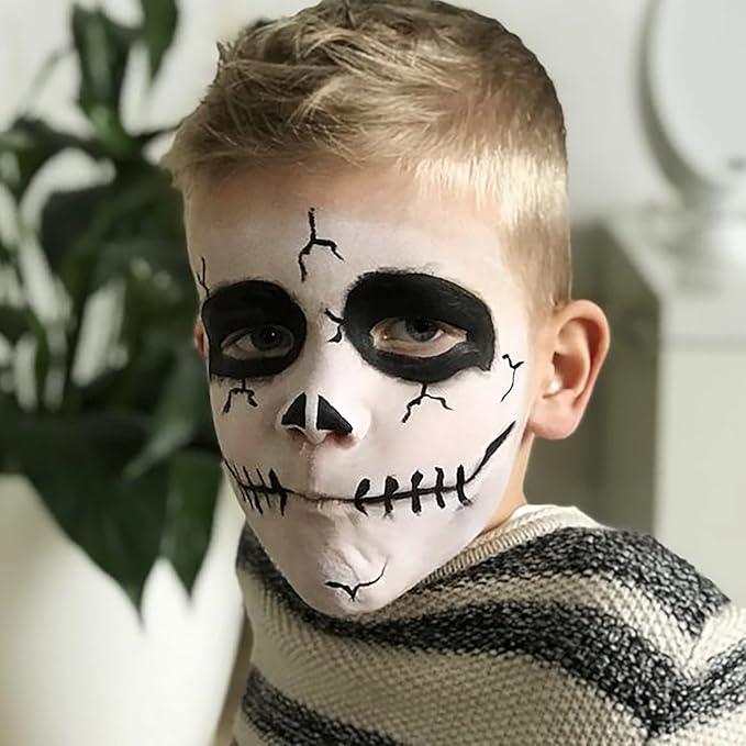 Mysense Black and White Face Body Paint Set,Water Based Washable Face Paint,Non-toxic Cream Body Paint for Adults and Kids Halloween SFX Cosplay Clown Skull Zombie Vampire Makeup,0.6oz/pc