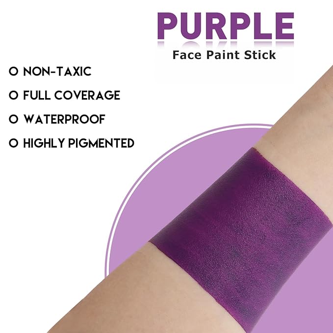 BOBISUKA Purple Face Body Paint Stick, Sports Eye Black for Baseball Football Softball – Waterproof Face Painting for Witch Sorcerer Galaxy Halloween SFX Makeup Cosplay