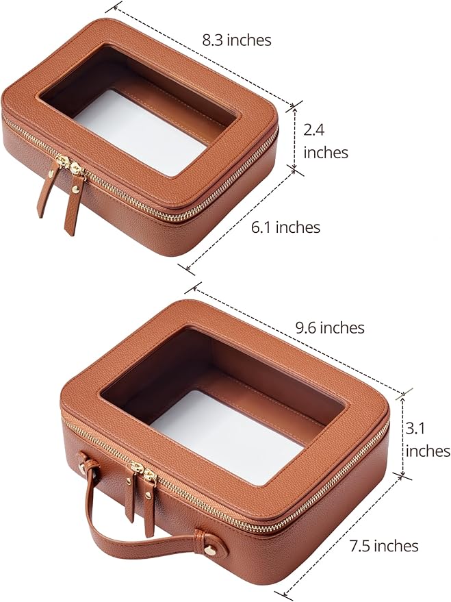 Popvibe Clear Makeup Bag Travel Cosmetic Case Transparent Toiletry Bag with Zipper, Portable Make Up Organizer Traveling Compact Car Bag for Essentials