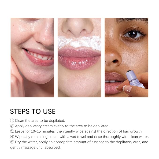 Facial Hair Removal Cream and Calming - SerumHair Remover For Women Men, Gentle Formula, Safe for Sensitive Skin, Quickly and Gently Removes Hair