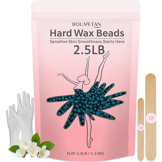 Hard Wax Beads, 2.5 lb Brazilian Waxing Beans for Hair Removal, Bulk Waxing Beads for Sensitive Skin, Bikini, Legs, Face Underarm and Full Body (Jasmine)