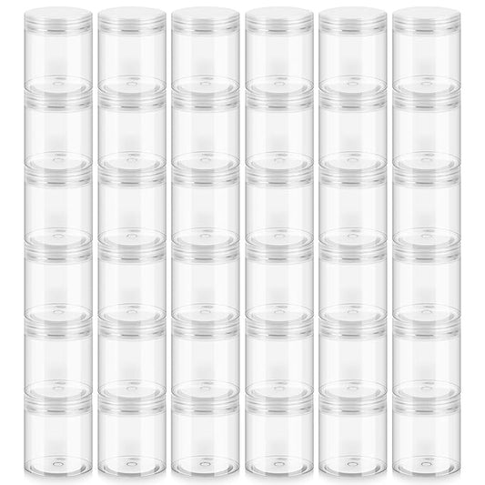 36 Pack 8oz Household Plastic Jars with Lids, BPA Free, Reusable, Refillable Transparent Cosmetic Containers for Bath Salts, Cosmetics, Powders, Beauty Product and Small Accessories, White