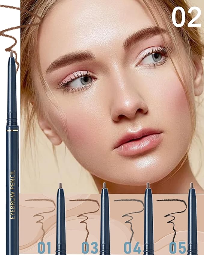 Eyebrow Pencil for Women,2Pcs Light Brown Ultra-Fine Eye Brow Pencil Set,Easy to Color,Longlasting Waterproof Eyebrow Tint Pen Kit for Define Shape & Fill Brow,Thanksgiving Eye Makeup Gift for Girl-02