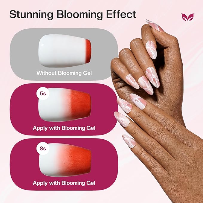 Morovan Blooming Gel Nail Polish: 15ml Clear Blooming Gel Polish Soak off UV/Led for Nails Art Design Spreading Effect Marble Watercolor Hema Free Formula for Solan Home DIY