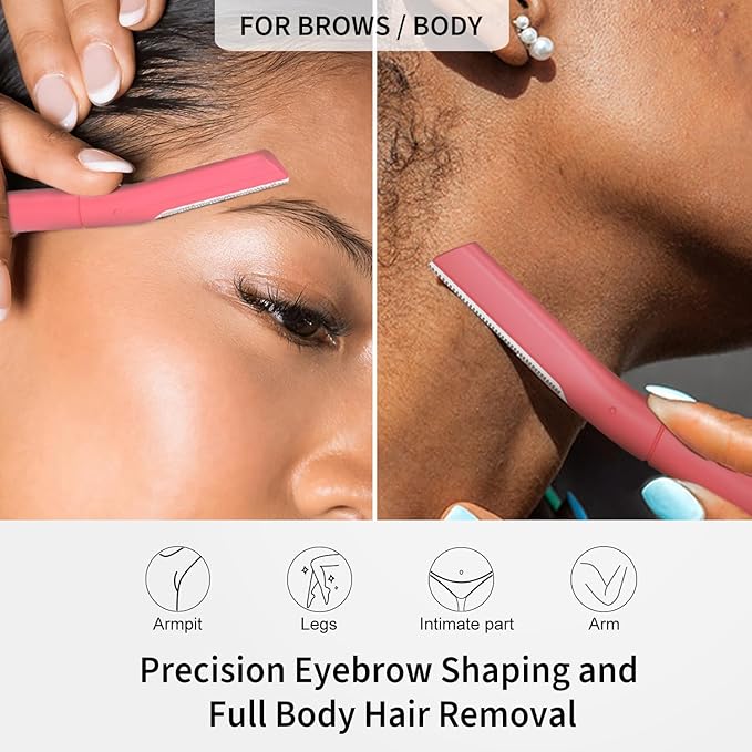 Face Razors for Women, Dermaplane Razor for Women Face, Eyebrow Razor, Dermaplaning Tool, Gentle Exfoliation Microblades for Sensitive Skin, Peach Fuzz Remover