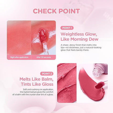 lilybyred Balming Dewy Tint | Korean Semi-Glow Lip Stain, Velvet to Soft Glow Texture, Sheer Buildable Color, Moisturizing & Lightweight, Natural Flush Look, Non-Sticky, 0.21 oz. (05 Squeeze Apple)