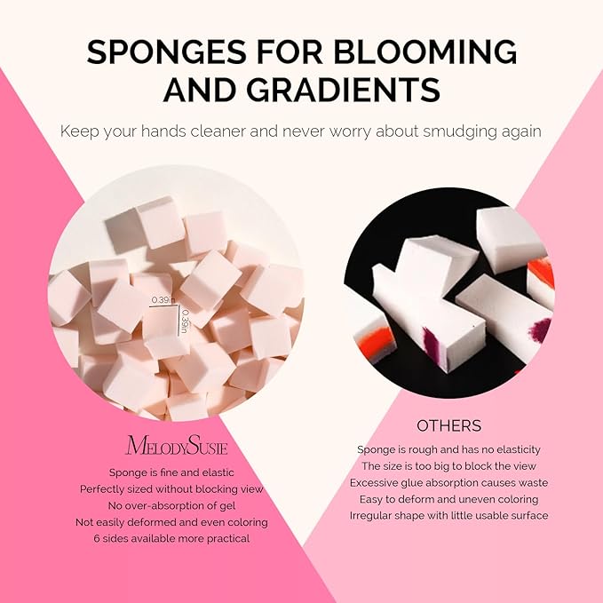 MelodySusie Soft Sponges for Ombre, Art With Grabbing Pen, Blooming Nails, Gradient, Manicure Tools, Professional Accessories Supplies for Home and Salon Use