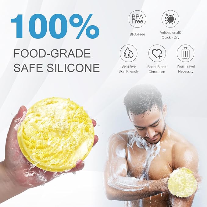 Upgraded Version Silicone Body Scrubber,Double-Sided Design Body Brush Silicone Body Scrubber Exfoliating Body Brushes for Suitable showering all skin types,Environmentally friendly silicone loofah