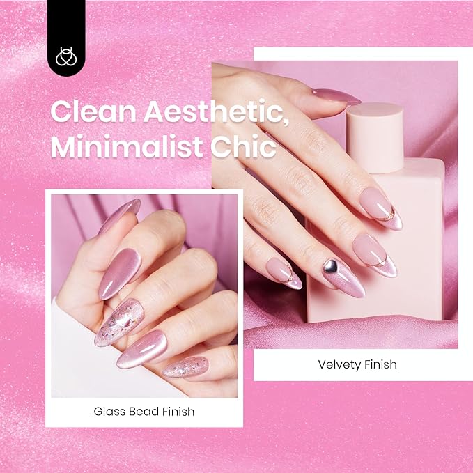 Beetles Cat Eye Gel Nail Polish, 15ML Pink Cat Eye Glitter Gel Nail Polish Holographic Pink Cat Eye Magnetic Reflective Translucent Gel Polish Nail Art DIY at Home