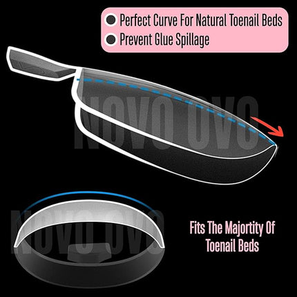 NOVO OVO Sculpted Toe Nail Tips Long Thick Tapered Square Press on, Extra Wide Soak off Soft Gel False Toenail Extension, Pre-applied Tip Primer & Base Coat, Full Cover Acrylic DIY x 15 Sizes 240 pcs