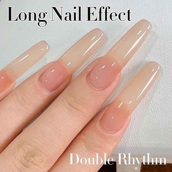 Double Rhythm 0.5Oz Translucent Gel Polish Sheer Neutral Natural Light Milky Same Color Same Bottle 15ML Jelly Art DIY at Home (Neutral Nude Pink-A1368)