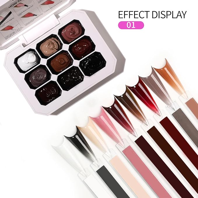 Ombre Gel Polish Nail Sponges for Ombre 9 Series Colorful Blush Effect Gradient painting gel ombre & pat paint for nails Multistyle French Manicure Nail Art DIY Home (A6, 1)