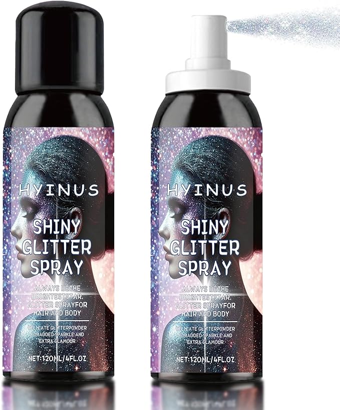 Body Glitter Spray, Glitter Spray for Hair, Body & Clothes | Quick-Drying, Long-Lasting Sparkle | Perfect for Festivals, Christmas, Parties & Cosplay- 1 Pack (Silver, 120ml-A)