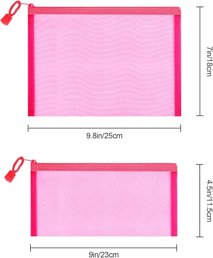 12 Pieces Zipper Nylon Mesh Pouch, Mesh Cosmetic Bags Makeup Bags Pencil Case, Multipurpose Travel Bags for WB06 Wb06