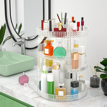 Large Makeup Organizer 360 Degree Rotating, Makeup Storage Organizer, Cosmetic Organizer Gold, 7 Layers Large Capacity Cosmetic Storage, Fits Makeup Brushes, Lipsticks, Bathroom, Gold