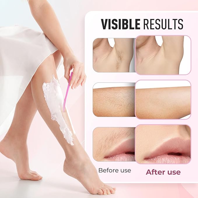 Hair Removal Cream for Women: Painless Depilatory Cream for Bikini Line, Private Areas, Body, Legs, Arms, Underarms, All Skin Types, Gentle & Quick, 120g