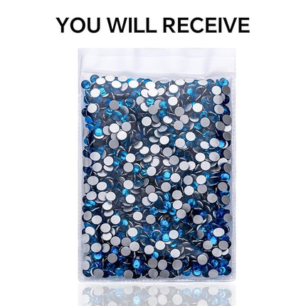 1440Pcs Blue Zircon Crystal Rhinestones,Glass Flatback Rhinestones Gemstones for Nail Face Makeup Art Crafts Clothes Decoration -(SS20,4.8mm,Blue Zircon)